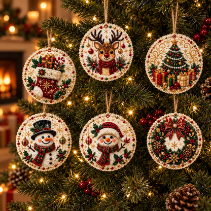 6PCS DIY Christmas Wooden Diamond Art Ornaments Kit 🌟🪵